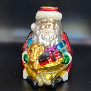 - Vintage Glass Santa Candle Stick Holder